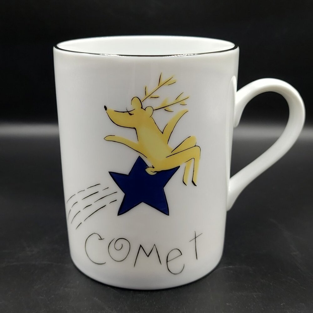 RARE Pottery Barn Christmas Holiday Reindeer COMET Mug Made in Japan EUC